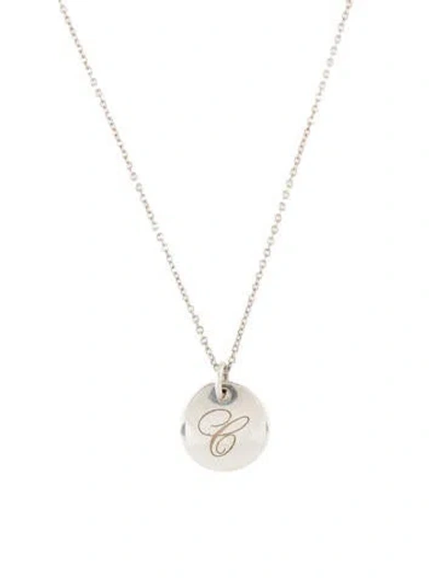 Pre-owned Tiffany & Co Notes Letter 'c' Round Pendant Necklace, 18.25" In Multi