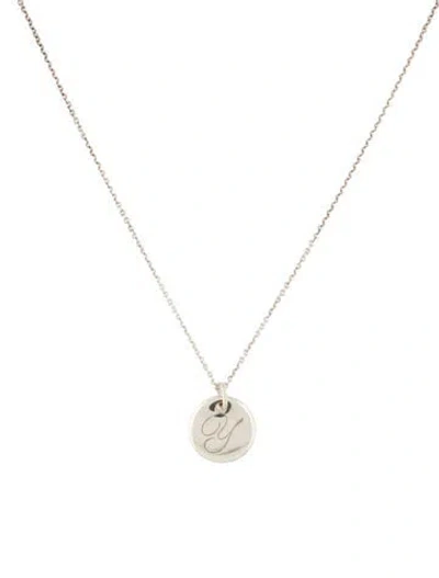 Pre-owned Tiffany & Co Notes Letter 'y' Round Pendant Necklace, 16" In Multi