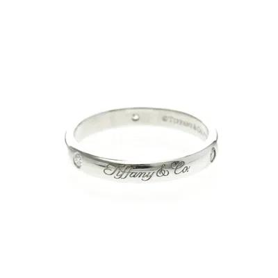 Pre-owned Tiffany & Co . Notes Wedding Band Ring Platinum With Diamonds Silver Platinum Ring Jewelry (