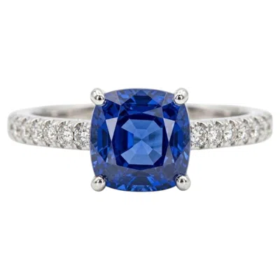 Pre-owned Tiffany & Co . Novo 1.63 Carat Natural Blue Sapphire Diamond Platinum Ring