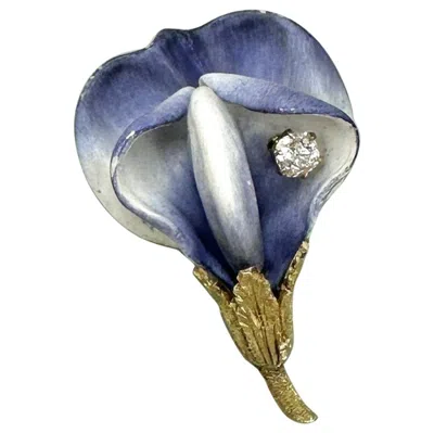 Pre-owned Tiffany & Co . Old Mine Diamond Enamel Flower Lily Brooch Pin 1900 Antique Gold In Multi