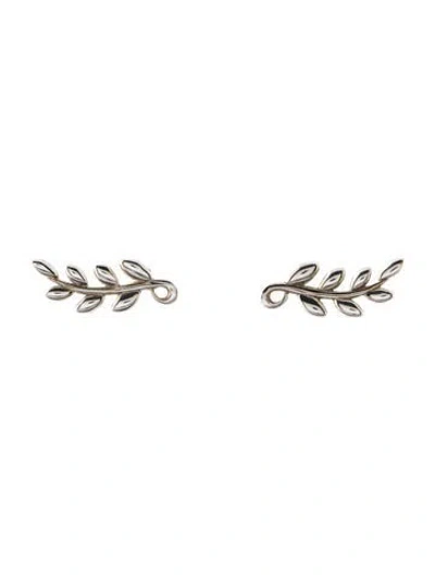 Pre-owned Tiffany & Co Olive Leaf Ear Climber Earrings In Multi
