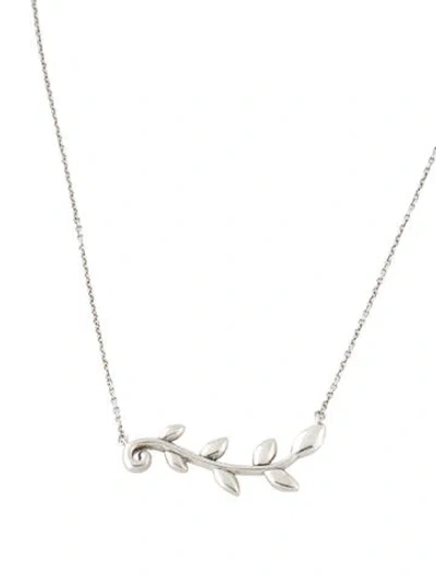 Pre-owned Tiffany & Co Olive Leaf Vine Pendant Necklace, 18.75" In Multi