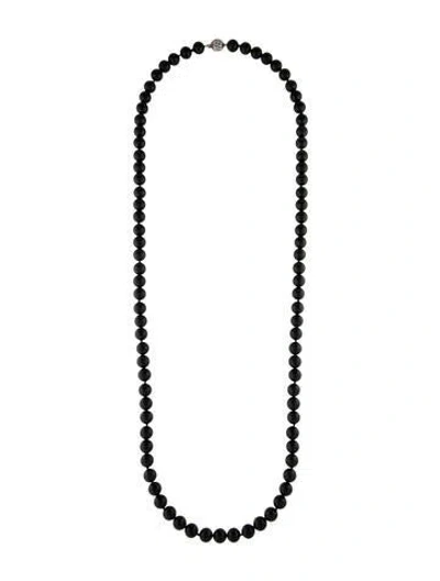 Pre-owned Tiffany & Co Onyx Bead Strand Long Necklace, 38" In Multi
