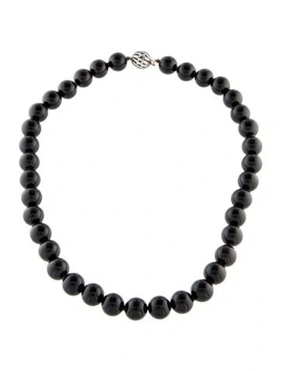 Pre-owned Tiffany & Co Onyx Bead Strand Necklace, 16" In Multi