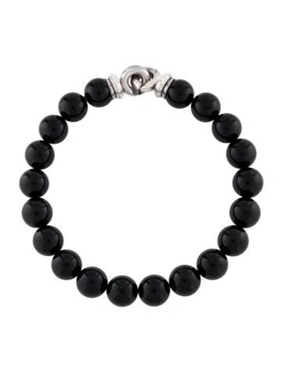 Pre-owned Tiffany & Co Onyx Bead Strand Necklace, 18" In Multi
