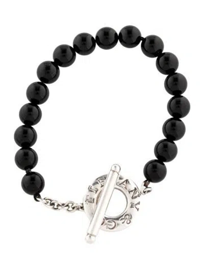 Pre-owned Tiffany & Co Onyx Bead Toggle Bracelet, 6.25" In Multi
