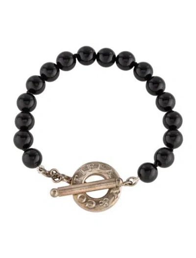 Pre-owned Tiffany & Co Onyx Bead Toggle Bracelet, 6.5" In Multi