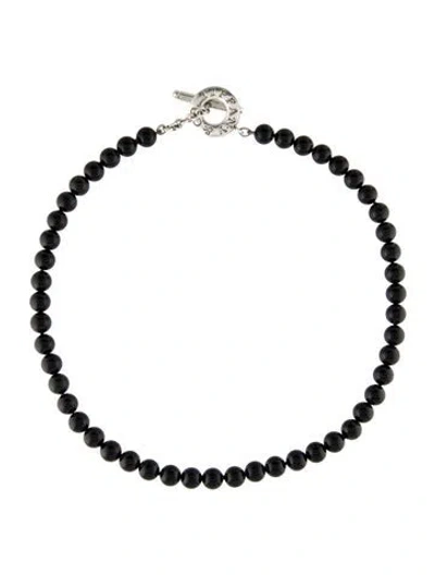 Pre-owned Tiffany & Co Onyx Bead Toggle Necklace, 17.75" In Multi