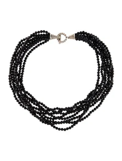 Pre-owned Tiffany & Co Onyx Beaded Multistrand Necklace, 17.25"