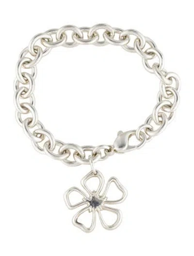 Pre-owned Tiffany & Co Open Flower Charm Bracelet, 6.5" In Multi