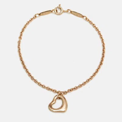 Pre-owned Tiffany & Co Open Heart 18k Rose Gold Charm Bracelet