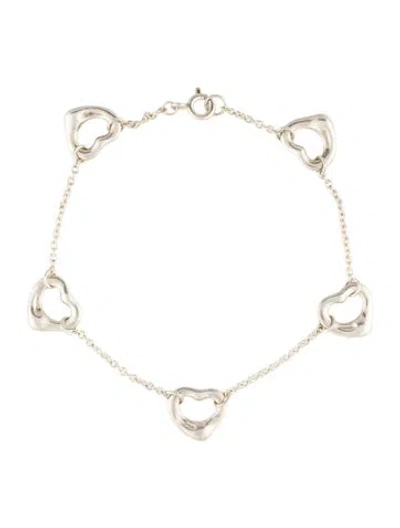 Pre-owned Tiffany & Co Open Heart Bracelet, 6.75" In Multi