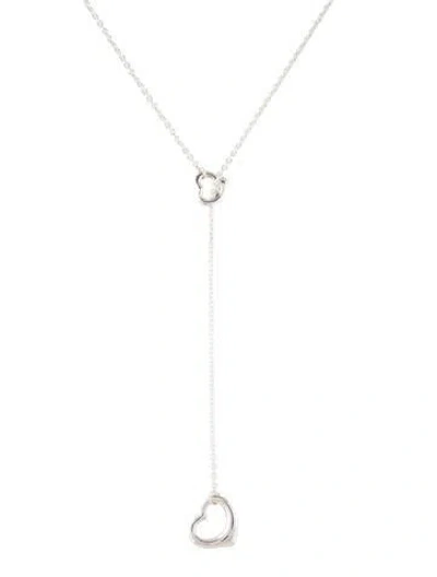 Pre-owned Tiffany & Co Open Heart Lariat Necklace, 16" In Multi
