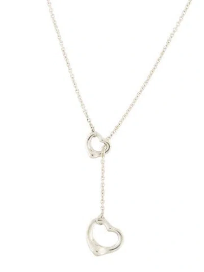 Pre-owned Tiffany & Co Open Heart Lariat Necklace, 18" In Multi
