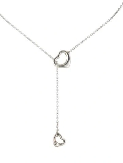 Pre-owned Tiffany & Co Open Heart Lariat Necklace, 19.5" In Multi