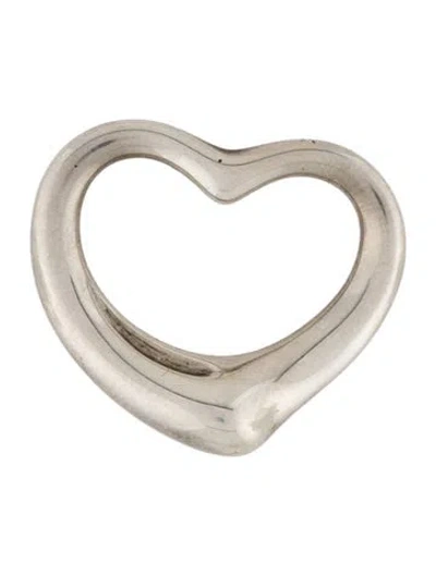 Pre-owned Tiffany & Co Open Heart Pendant, 18" In Black