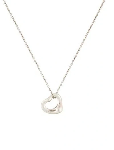 Pre-owned Tiffany & Co Open Heart Pendant Necklace, 11mm, 16" In Multi