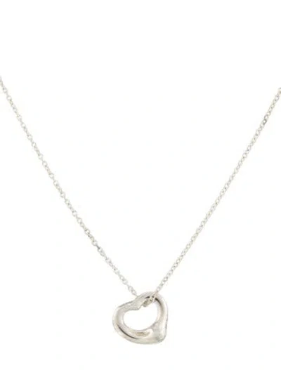 Pre-owned Tiffany & Co Open Heart Pendant Necklace, 11mm, 16" In Multi