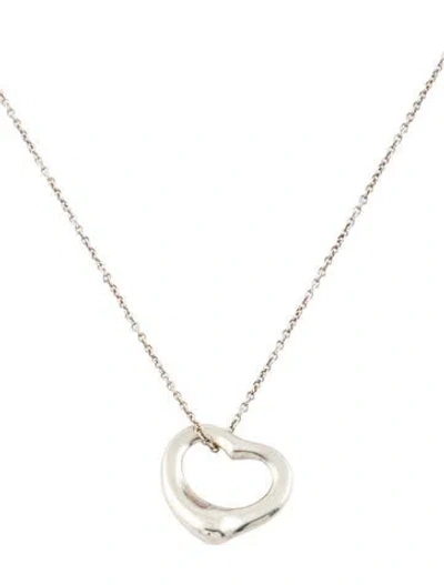Pre-owned Tiffany & Co Open Heart Pendant Necklace, 15" In Multi
