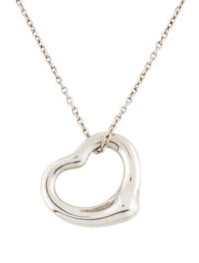 Pre-owned Tiffany & Co Open Heart Pendant Necklace, 16" In Multi