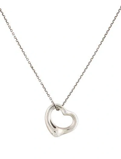 Pre-owned Tiffany & Co Open Heart Pendant Necklace, 16" In Multi