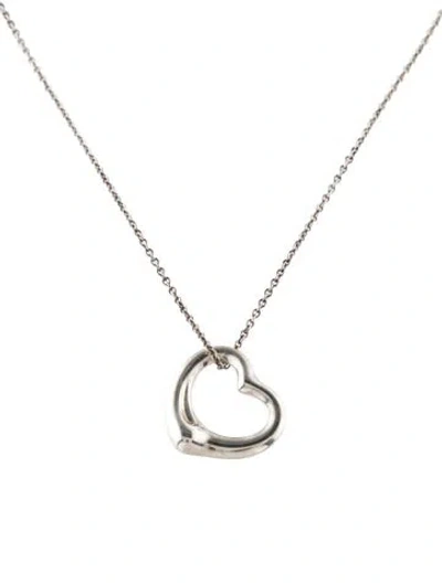 Pre-owned Tiffany & Co Open Heart Pendant Necklace, 16" In Multi