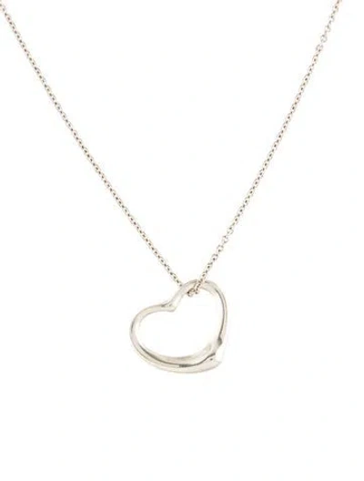 Pre-owned Tiffany & Co Open Heart Pendant Necklace, 16" In Multi