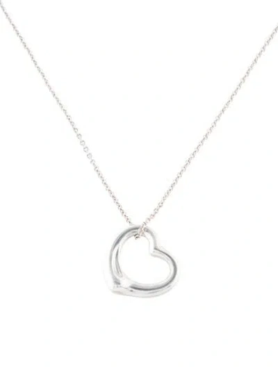 Pre-owned Tiffany & Co Open Heart Pendant Necklace, 16" In Multi