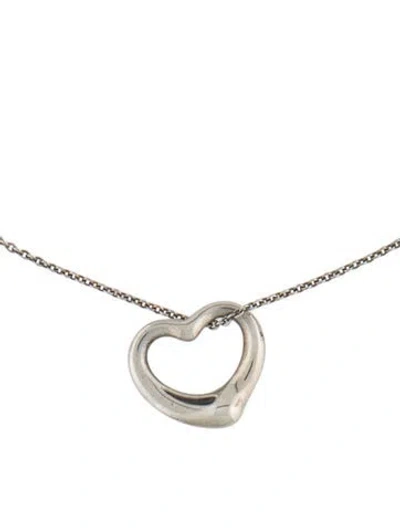 Pre-owned Tiffany & Co Open Heart Pendant Necklace, 16" In Multi