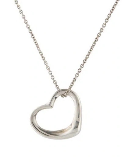 Pre-owned Tiffany & Co Open Heart Pendant Necklace, 16" In Multi