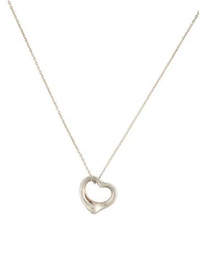 Pre-owned Tiffany & Co Open Heart Pendant Necklace, 16" In Multi
