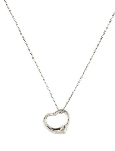 Pre-owned Tiffany & Co Open Heart Pendant Necklace, 16" In Multi