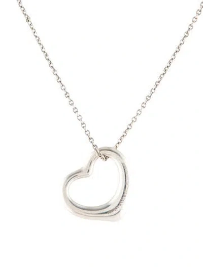 Pre-owned Tiffany & Co Open Heart Pendant Necklace, 16" In Multi