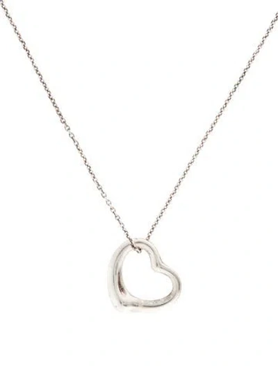 Pre-owned Tiffany & Co Open Heart Pendant Necklace, 16" In Multi