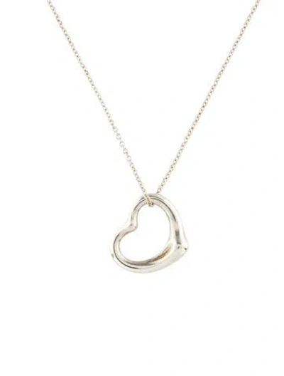 Pre-owned Tiffany & Co Open Heart Pendant Necklace, 16" In Multi
