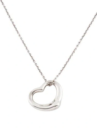 Pre-owned Tiffany & Co Open Heart Pendant Necklace, 16" In Multi