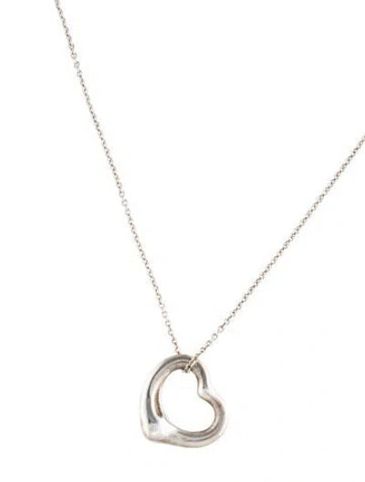 Pre-owned Tiffany & Co Open Heart Pendant Necklace, 16" In Multi