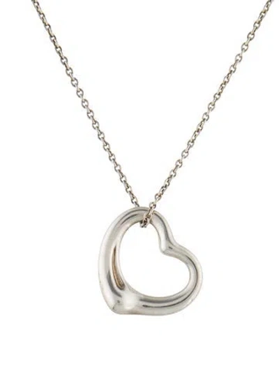 Pre-owned Tiffany & Co Open Heart Pendant Necklace, 16" In Multi