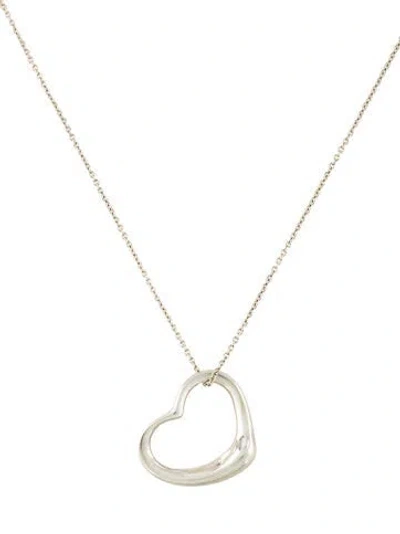 Pre-owned Tiffany & Co Open Heart Pendant Necklace, 16" In Multi