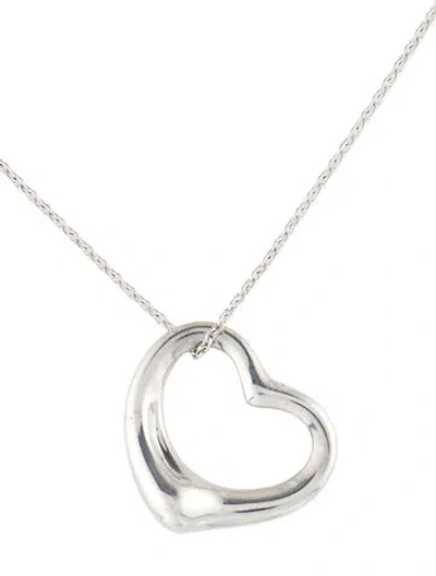 Pre-owned Tiffany & Co Open Heart Pendant Necklace, 16" In Multi