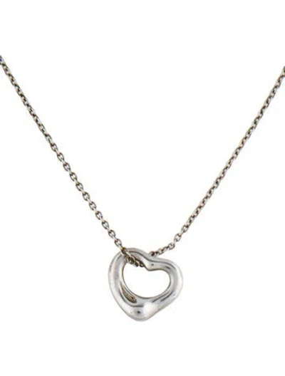 Pre-owned Tiffany & Co Open Heart Pendant Necklace, 16" In Multi