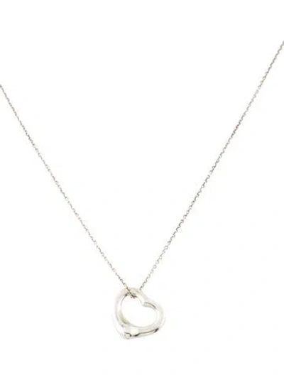 Pre-owned Tiffany & Co Open Heart Pendant Necklace, 16" In Multi