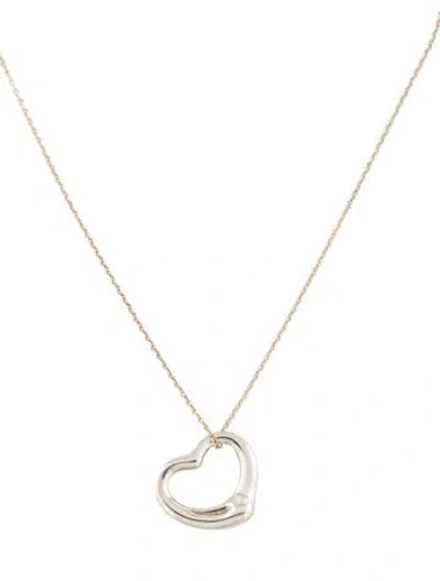 Pre-owned Tiffany & Co Open Heart Pendant Necklace, 16" In Multi