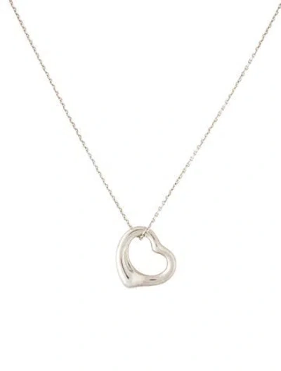 Pre-owned Tiffany & Co Open Heart Pendant Necklace, 16" In Multi