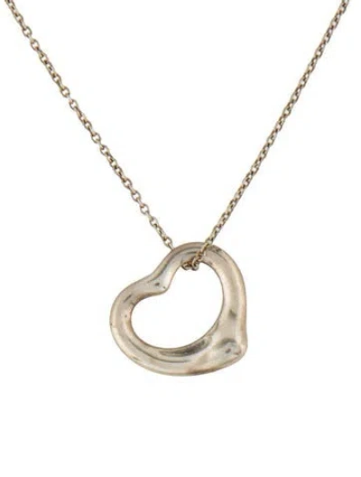 Pre-owned Tiffany & Co Open Heart Pendant Necklace, 16" In Multi