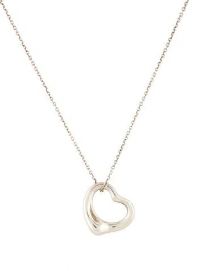 Pre-owned Tiffany & Co Open Heart Pendant Necklace, 16" In Multi