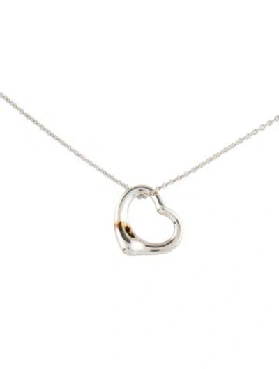Pre-owned Tiffany & Co Open Heart Pendant Necklace, 16.25" In Multi