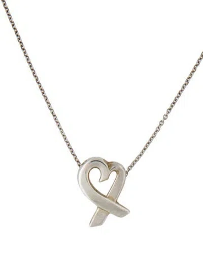 Pre-owned Tiffany & Co Open Heart Pendant Necklace, 16.25" In Multi