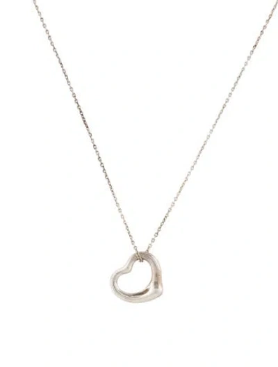 Pre-owned Tiffany & Co Open Heart Pendant Necklace, 16.75" In Multi